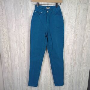 Vintage The Limited Womens Size 4 Skinny Leg Denim Jeans Teal Blue Pockets 100%